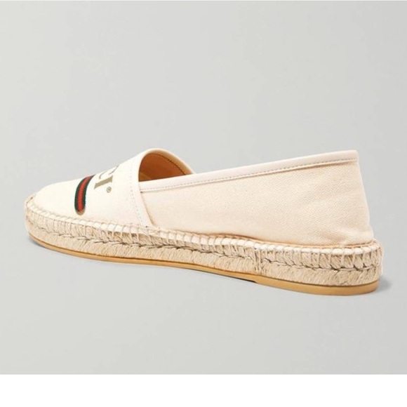 New Gucci canvas logo print canvas espadrilles flats - Picture 4 of 9